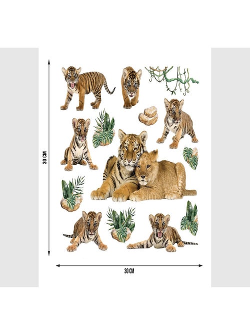Stickers avec 8 tigres - 1 planche 30x30 cm - Kiabi