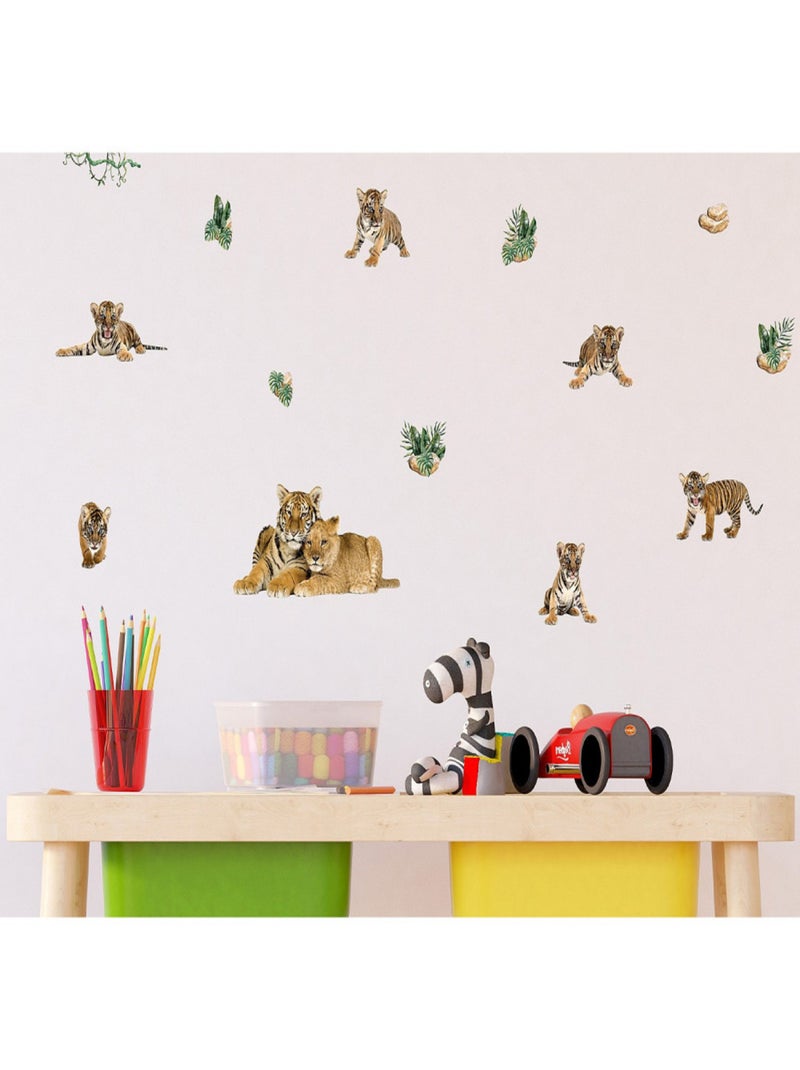 Stickers avec 8 tigres - 1 planche 30x30 cm Multicolore - Kiabi