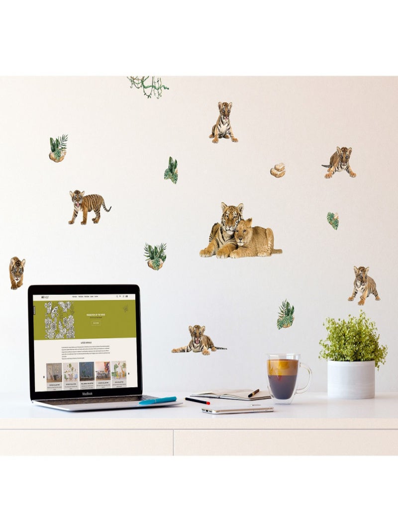 Stickers avec 8 tigres - 1 planche 30x30 cm Multicolore - Kiabi