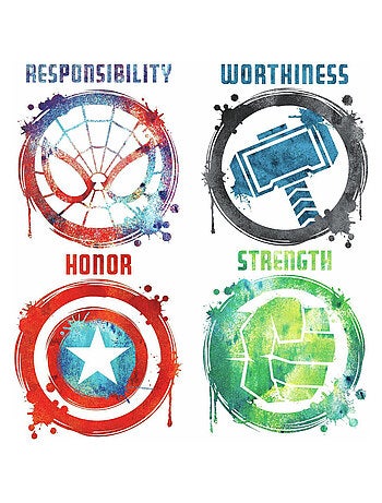 Stickers Avengers repositionnables 4 Logo des Super-héros en dessin Marvel 92,7CM X 21,9CM