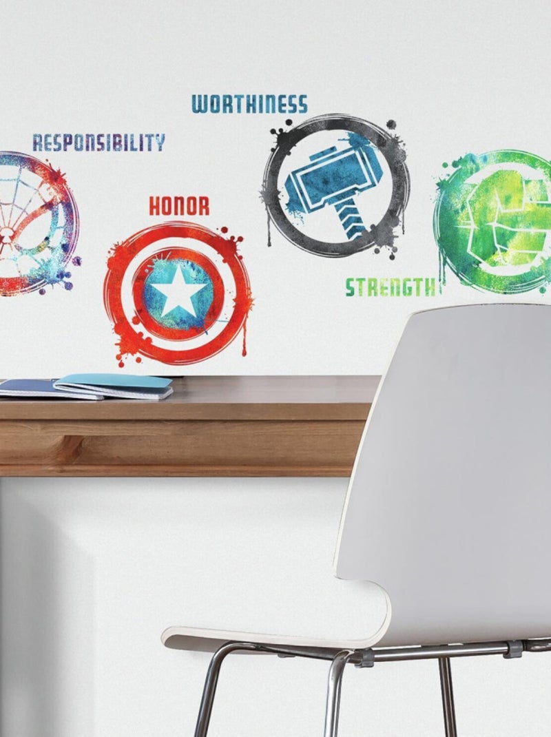 Stickers Avengers repositionnables 4 Logo des Super-héros en dessin Marvel 92,7CM X 21,9CM Noir Noir - Kiabi