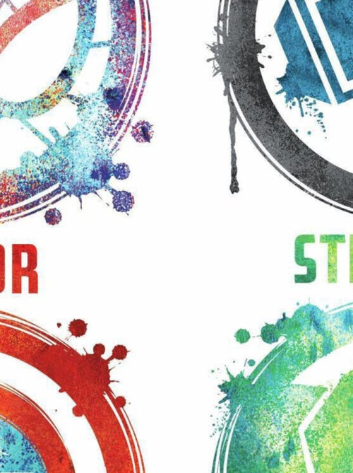 Stickers Avengers repositionnables 4 Logo des Super-héros en dessin Marvel 92,7CM X 21,9CM - Kiabi