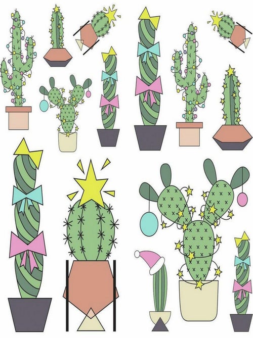 Stickers Cactus de Noël - Kiabi