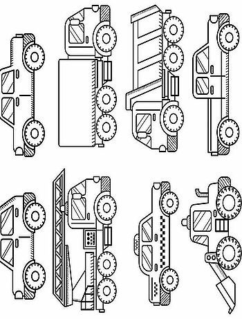 Stickers camions à colorier