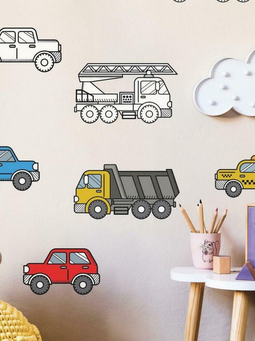 Stickers camions à colorier - Kiabi