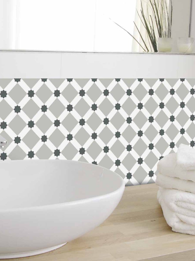 Stickers Carrelage 15x15 Cm Draeger - Motif Cubes Gris Et Ocre - Lot De 6 - Faciles à Poser