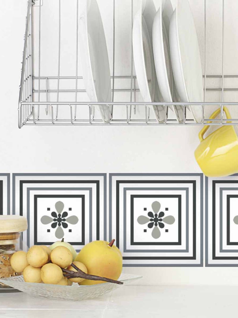 Stickers carrelage 15 x 15 cm - Fleur de Lys - Draeger Gris - Kiabi
