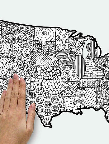 Stickers carte des états unis à colorier