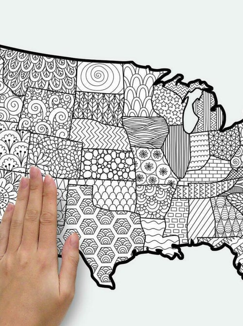 Stickers carte des états unis à colorier - Kiabi