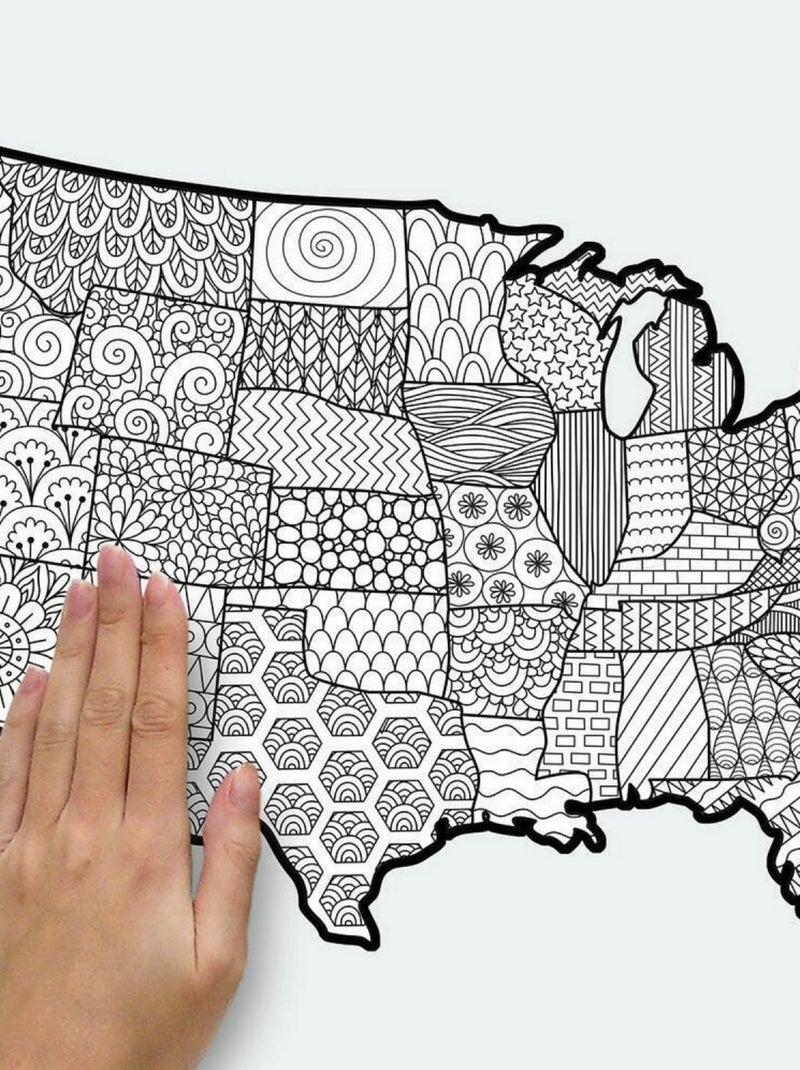 Stickers carte des états unis à colorier Noir Noir - Kiabi