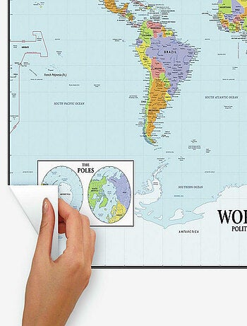 Stickers carte du monde effaçable