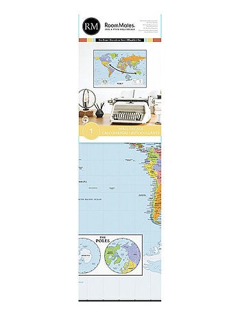 Stickers carte du monde effaçable