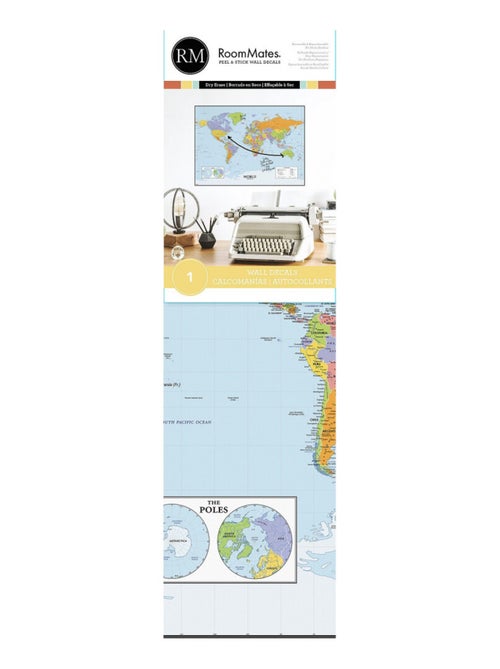 Stickers carte du monde effaçable - Kiabi