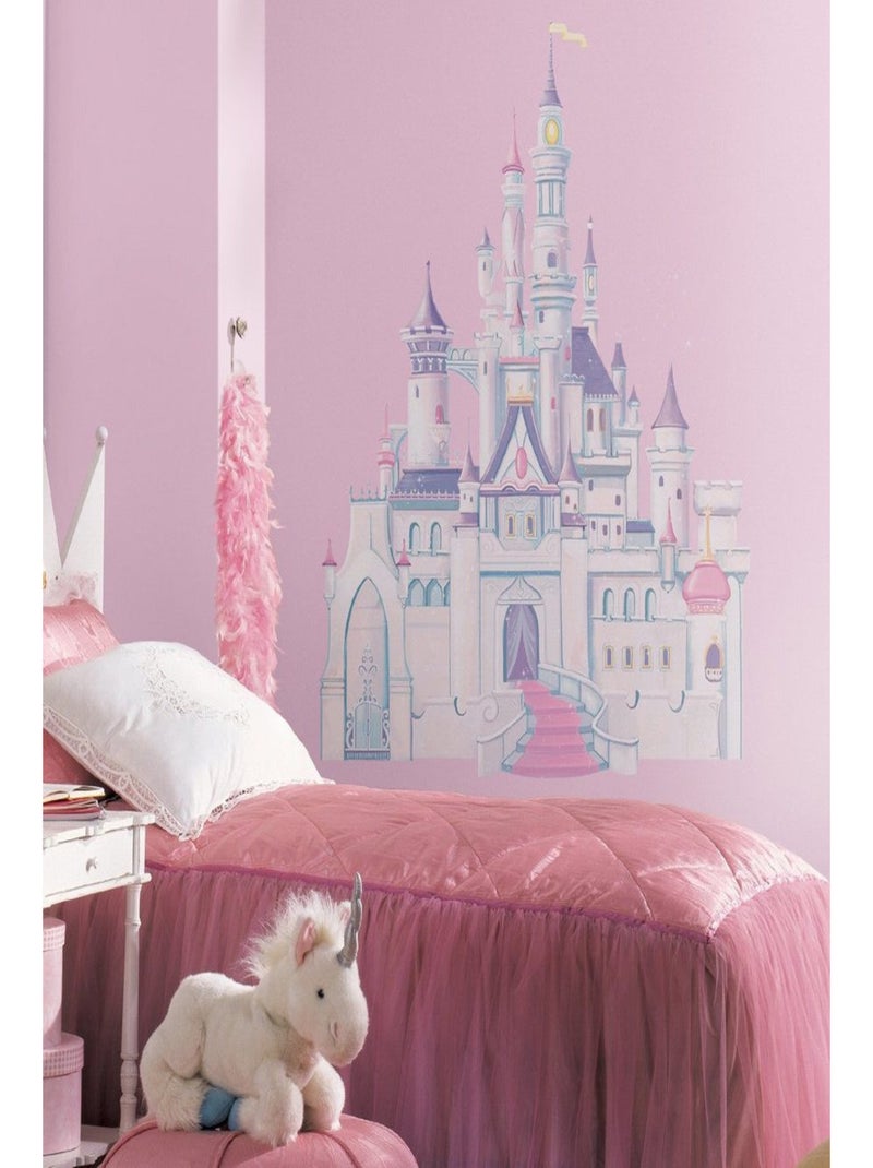Stickers Château Belle au bois Dormant Princesse Disney 83x107cm Blanc Violet Gris - Kiabi