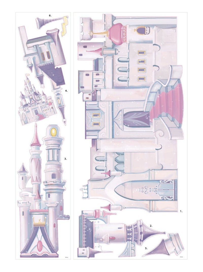 Stickers Château Belle au bois Dormant Princesse Disney 83x107cm Blanc Violet Gris - Kiabi