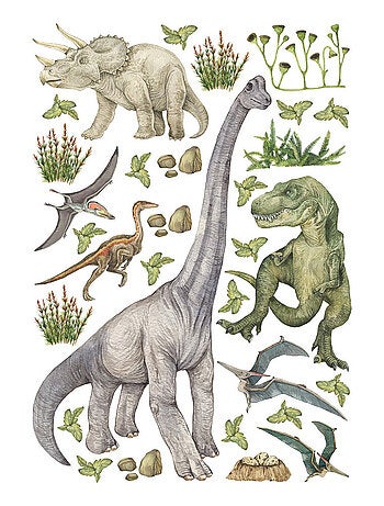 Stickers dinosaure dans la foret - 1 planche 42,5 x 65 cm