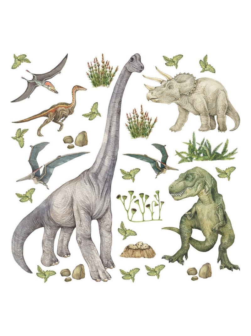 Stickers dinosaures - 1 planche 30x30cm Multicolore - Kiabi