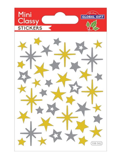Stickers étoiles argentées et dorées à paillettes - Kiabi