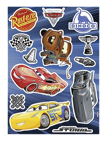 Stickers Fênêtre Disney Cars 3 Flash Mc Queen, Jackson Storm, Cruz Ramirez et Hook 31x31cm