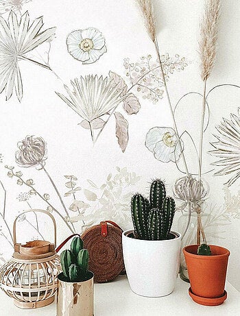 Stickers feuilles de palmiers et fleurs géant