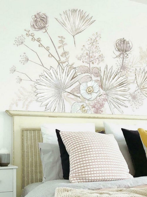 Stickers feuilles de palmiers et fleurs géant - Kiabi