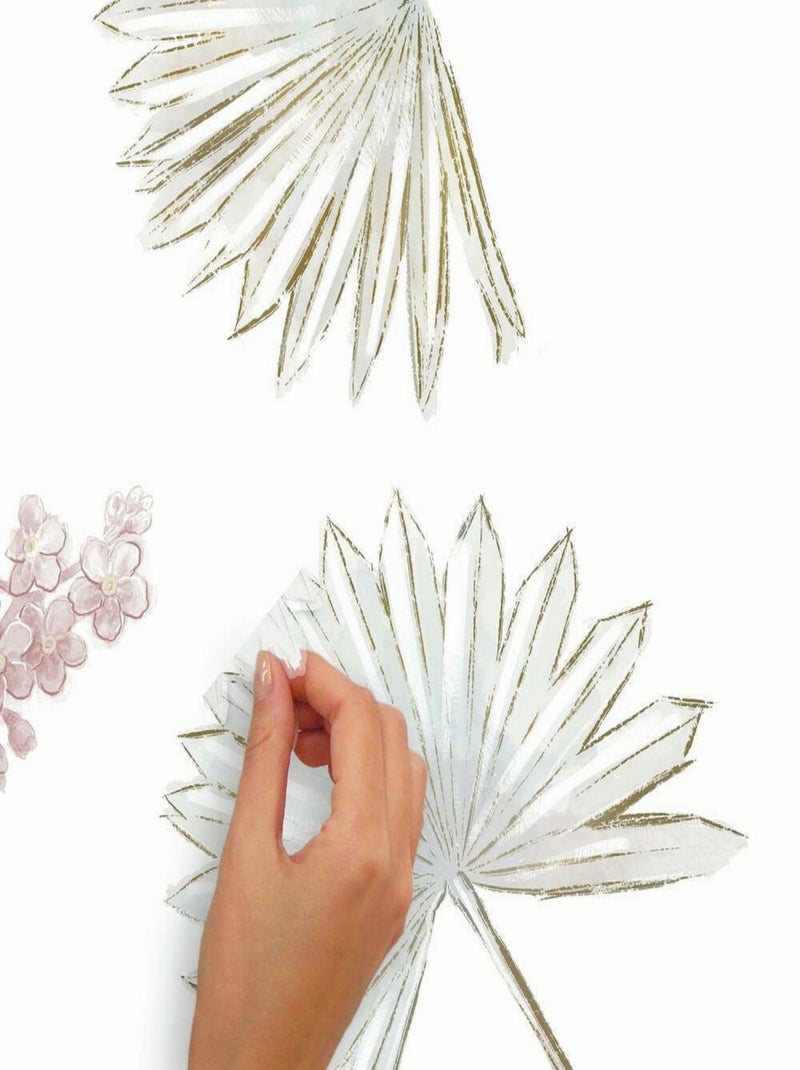 Stickers feuilles de palmiers et fleurs géant Rose - Kiabi