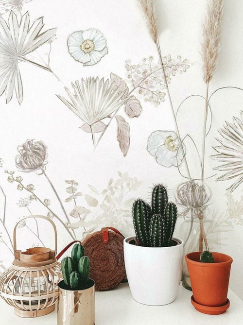 Stickers feuilles de palmiers et fleurs géant - Kiabi