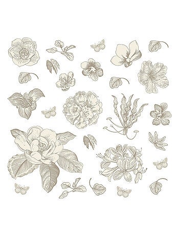 Stickers fleurs blanches - 1 planche 30x30cm
