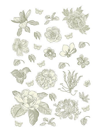 Stickers fleurs blanches - 1 planche 42,5 x 65 cm