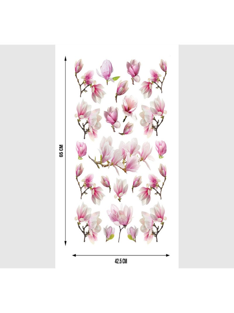 Stickers Fleurs Magnolia - 1 planche 42,5 x 65 cm Rose - Kiabi