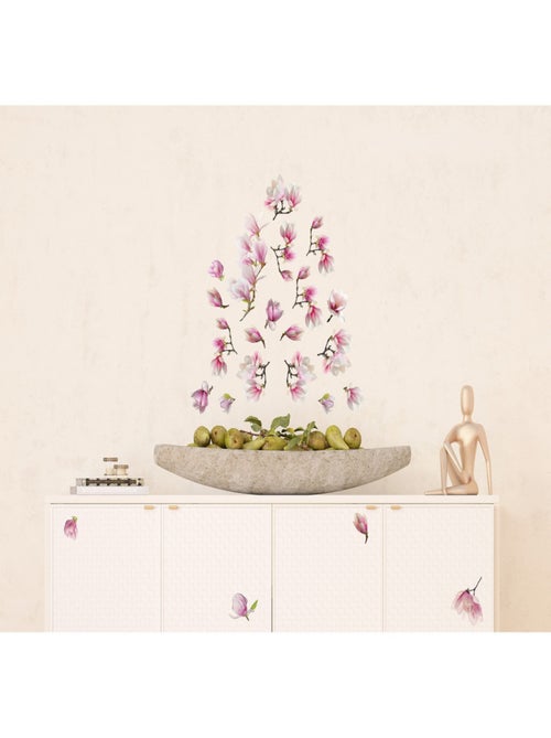 Stickers Fleurs Magnolia - 1 planche 42,5 x 65 cm - Kiabi