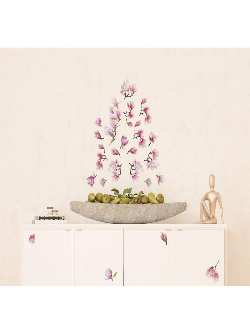 Stickers Fleurs Magnolia - 1 planche 42,5 x 65 cm Rose - Kiabi