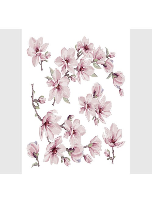 Stickers Fleurs Magnolia Blossom - 1 planche 30x30cm - Kiabi