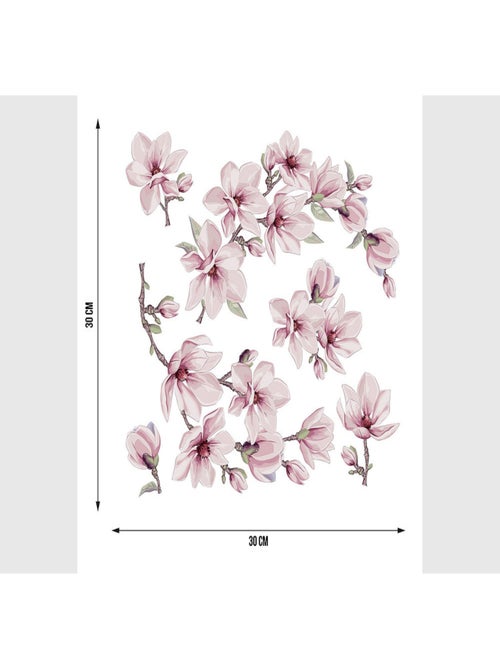 Stickers Fleurs Magnolia Blossom - 1 planche 30x30cm - Kiabi