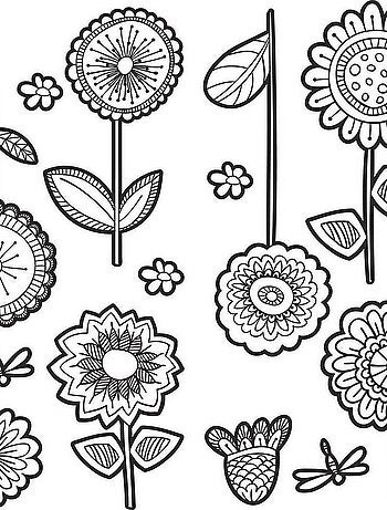 Stickers floraux à colorier