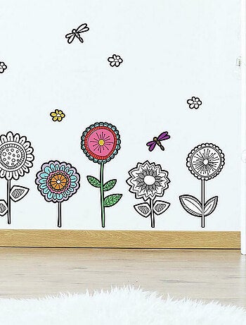 Stickers floraux à colorier