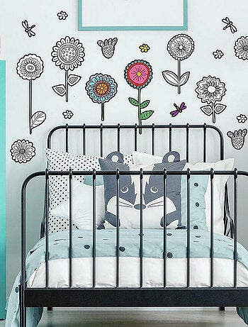 Stickers floraux à colorier