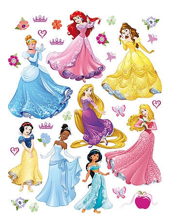 Stickers géant 8 Princesses Disney planche 85 x 65 cm