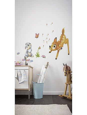 Stickers géant Bambi & Panpan Disney avec des fleurs colorées