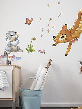 Stickers géant Bambi & Panpan Disney avec des fleurs colorées