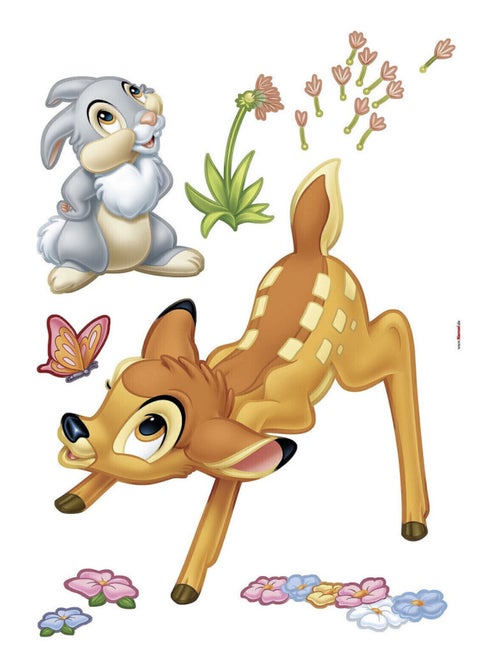 Stickers géant Bambi & Panpan Disney avec des fleurs colorées - Kiabi