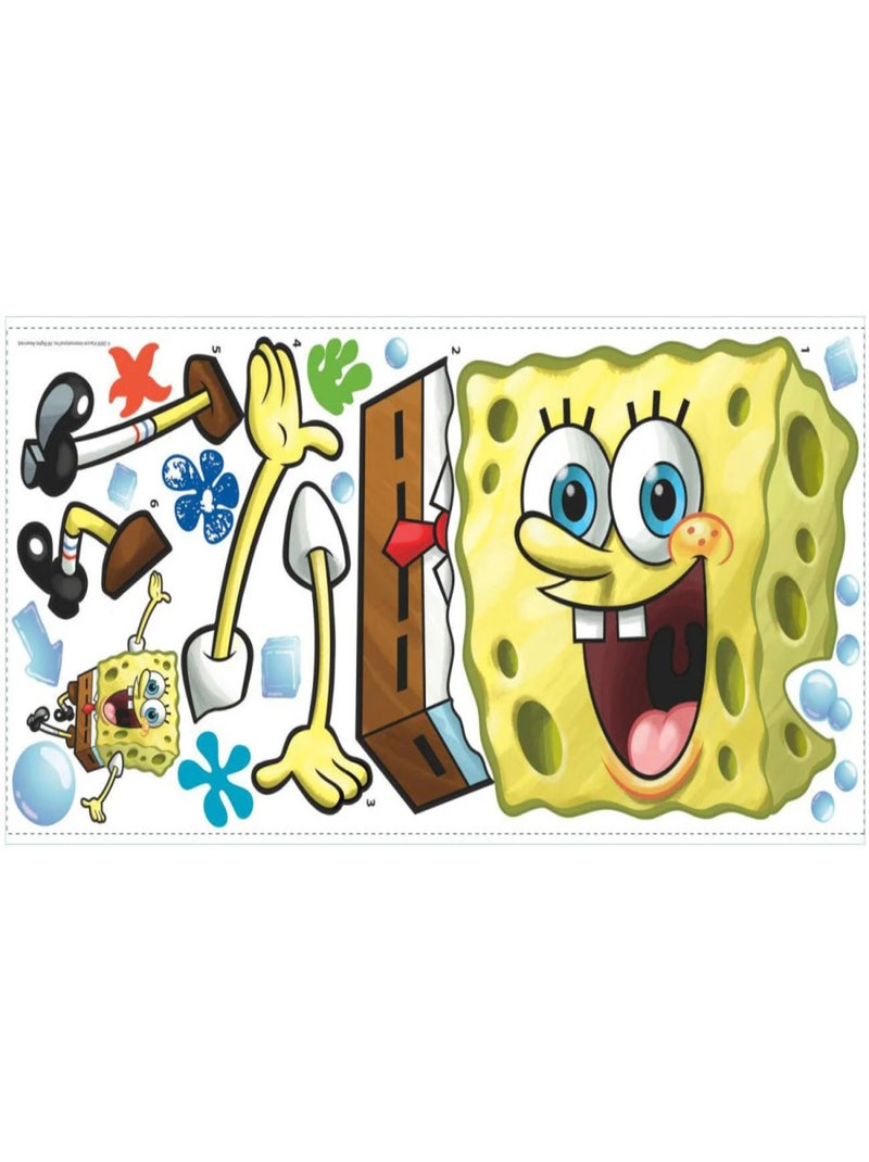 Stickers Géant Bob l'Eponge et motifs - repositionnable - 101 cm Multicolore - Kiabi