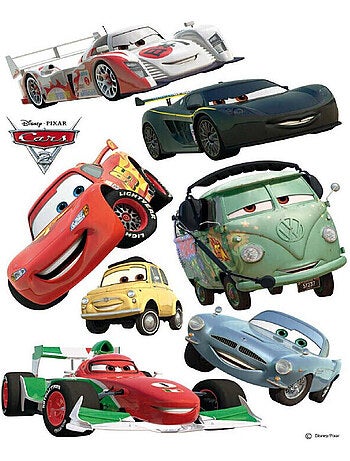 Stickers géant Cars Flash Mcqueen et Francesco