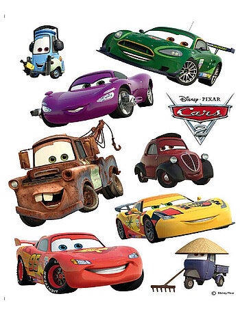 Stickers géant Cars Flash McQueen et Martin