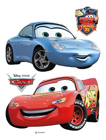 Stickers géant Cars Flash McQueen et Sally