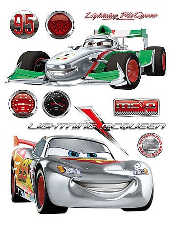 Stickers géant Cars Flash McQueen & Francesco Bernoulli Silver Disney