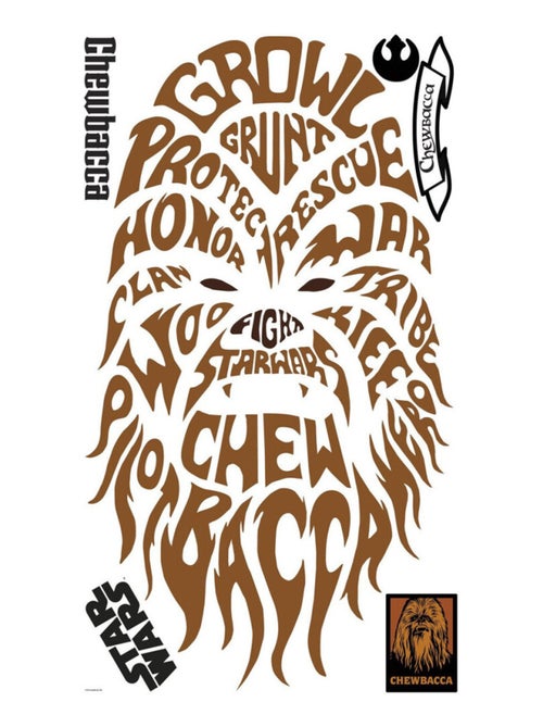 Stickers Géant Chewbacca Typographique Star Wars - Kiabi