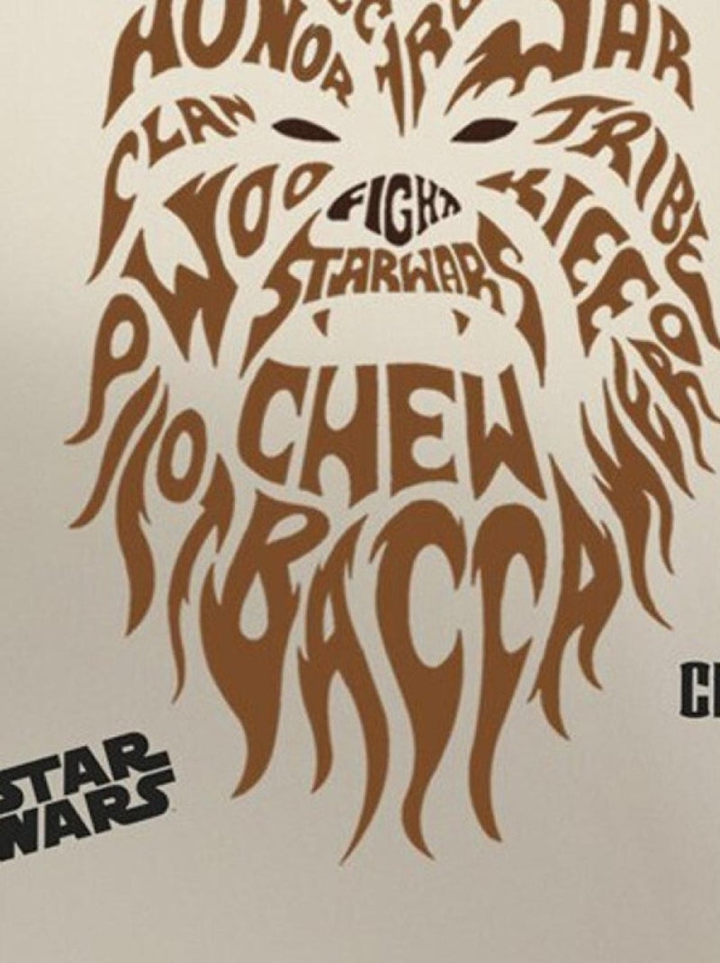 Stickers Géant Chewbacca Typographique Star Wars Marron - Kiabi