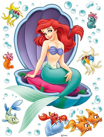 Stickers géant la Petite Sirène et coquillage Disney