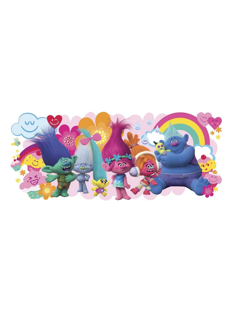 Stickers géant Les Trolls Love 41x98 Multicolore - Kiabi